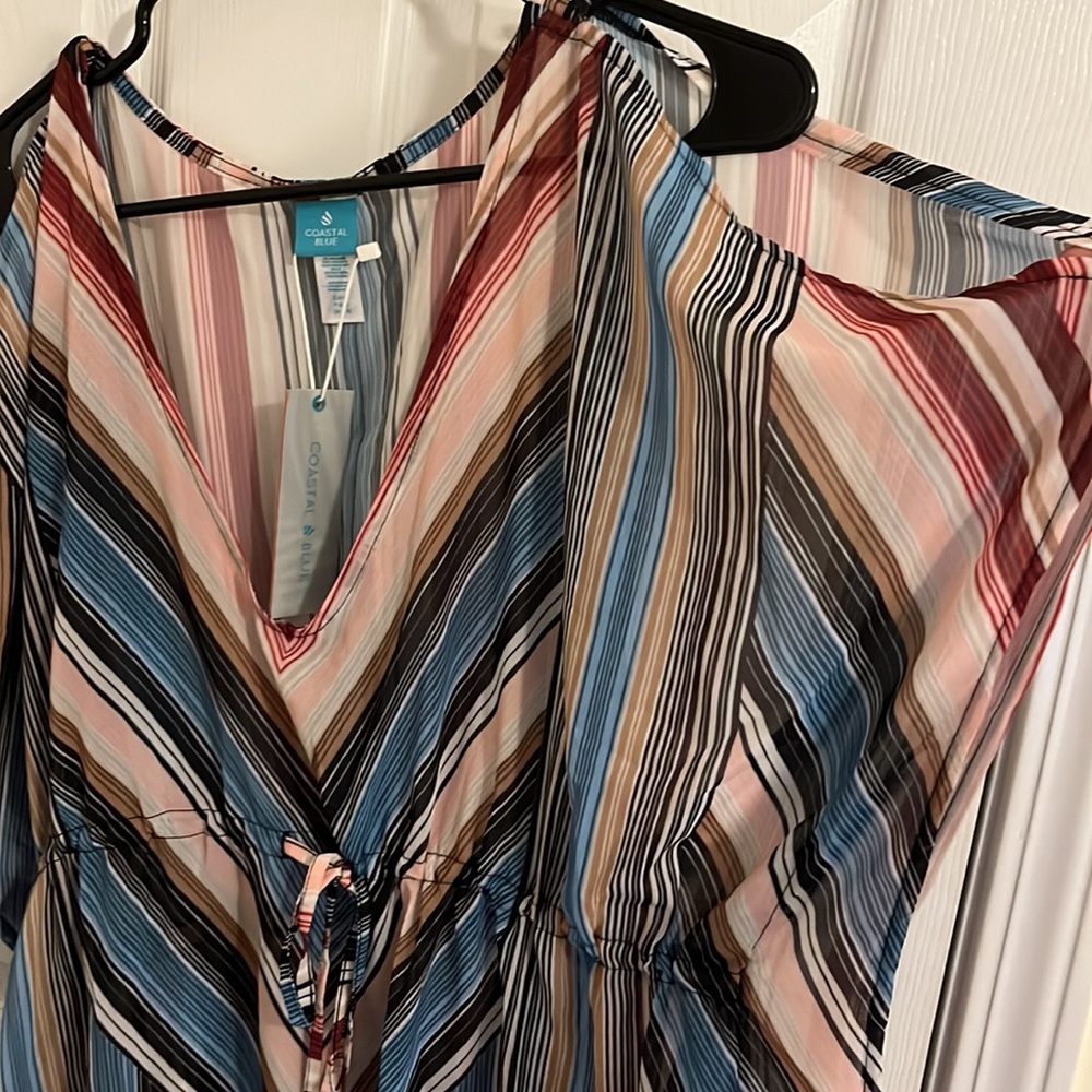 Coastal Blue Multi-color vertical stripes Cover-up. Size S (4-6). NWT! - Picture 1 of 9